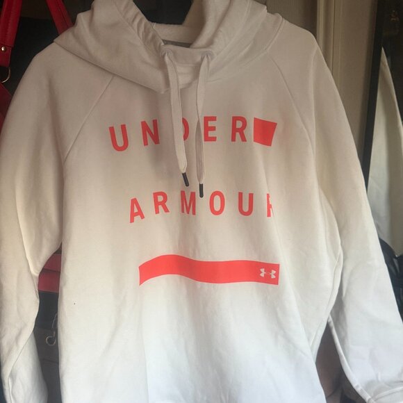 UNDER ARMOUR OVERSIZED ORANGE AND WHITE HOODIE XL - Picture 4 of 5